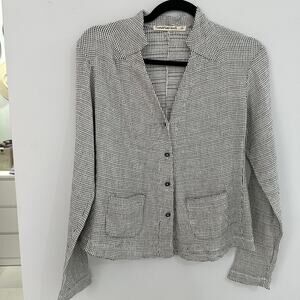 Transit Par Such Linen Check Plaid Blazer Buttondown Size 2 (S) Lagenlook Artsy